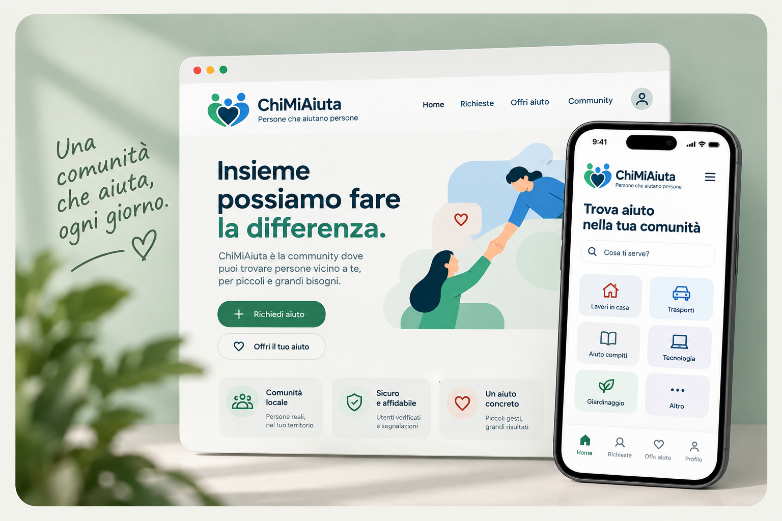 Mockup del progetto ChiMiAiuta